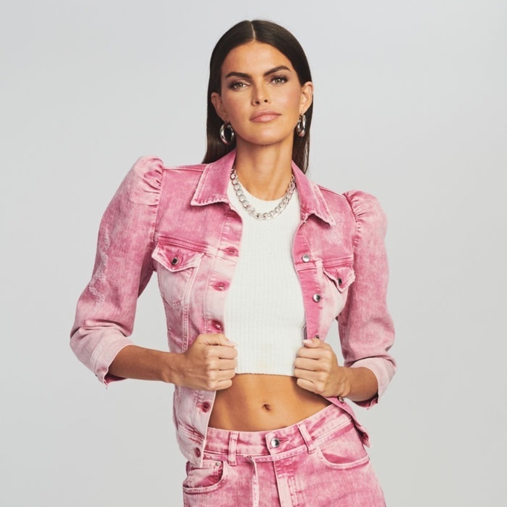 RETROFÉTE Ada Denim Jacket In Pink Sorbet (106)
